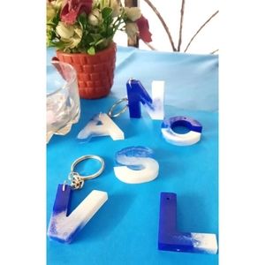 Blue-white theme Resin keychains